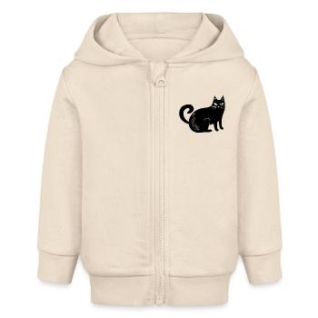 Katze Katzen Katzendame Katzenfreund - Baby Organic Kapuzenjacke Baby Connector von Stanley/Stella - Natur - Vorne
