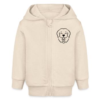 Chien Golden Retriever - Veste à capuche bébé bio Stanley/Stella - écru doux - Devant