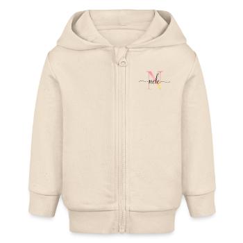 N | Monogramm | Name | Nele |Watercolor - Baby Organic Kapuzenjacke Baby Connector von Stanley/Stella - Natur - Vorne