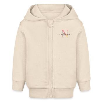 N | Monogramme | Nom | Nathalie |Aquarelle - Veste à capuche bébé bio Stanley/Stella - écru doux - Devant