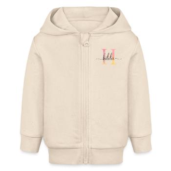 H | Monogramm | Name | Hilda |Watercolor - Baby Organic Kapuzenjacke Baby Connector von Stanley/Stella - Natur - Vorne
