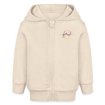 G| Monogramme | Nom | Gertrud |Aquarelle - Veste à capuche bébé bio Stanley/Stella - écru doux - Devant