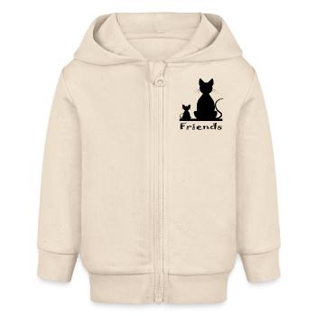 Katze und Maus als Freunde - Baby Organic Kapuzenjacke Baby Connector von Stanley/Stella - Natur - Vorne