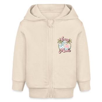Vacay Mode Sommer Urlaub Palmen Wellen Retro - Baby Organic Kapuzenjacke Baby Connector von Stanley/Stella - Natur - Vorne