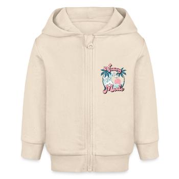 Vacay Mode Sommer Urlaub Palmen Wellen Retro - Baby Organic Kapuzenjacke Baby Connector von Stanley/Stella - Natur - Vorne