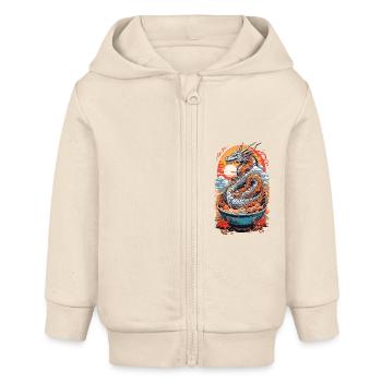 Ramen Drachen Ukiyo-e Otaku Manga Design - Baby Organic Kapuzenjacke Baby Connector von Stanley/Stella - Natur - Vorne