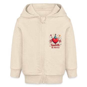 Karneval Herzschlag - Konfetti - Baby Organic Kapuzenjacke Baby Connector von Stanley/Stella - Natur - Vorne