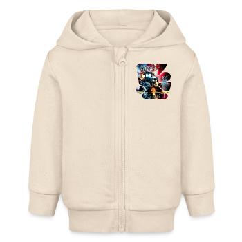 Tractor furious and farmer farmer - Baby Organic Zip-up Hoodie by Stanley/Stella - soft Ecru - Front