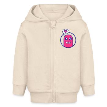 Cute Comic Figurine (Diamond, Circle) - Baby Organic Zip-up Hoodie by Stanley/Stella - soft Ecru - Front