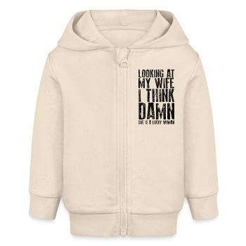 Drôle de papa blague citation cadeau pour mari père - Veste à capuche bébé bio Stanley/Stella - écru doux - Devant