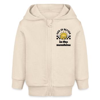 Das Leben ist besser im Sonnenschein Grafik - Baby Organic Kapuzenjacke Baby Connector von Stanley/Stella - Natur - Vorne