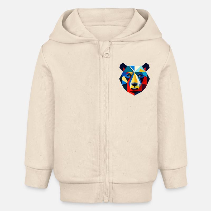 Ours abstrait (Tête, Coloré, Géométrie) - Veste à capuche bébé bio Stanley/Stella - écru doux