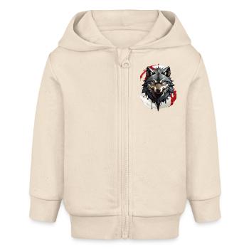 Loup Déter - Veste à capuche bébé bio Stanley/Stella - écru doux - Devant