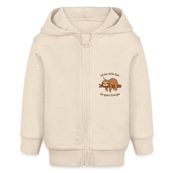 Morning Grouch Chill Sleeping Shirt for Employees - Baby Organic Zip-up Hoodie by Stanley/Stella - soft Ecru - Front