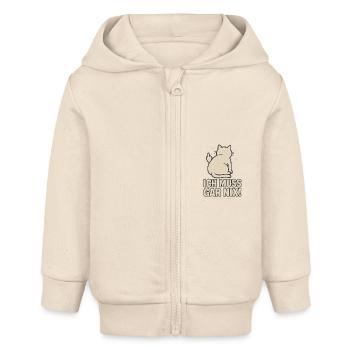Chat paresseux, je n’ai pas à faire un doigt d’honneur à quoi que ce soit - Veste à capuche bébé bio Stanley/Stella - écru doux - Devant