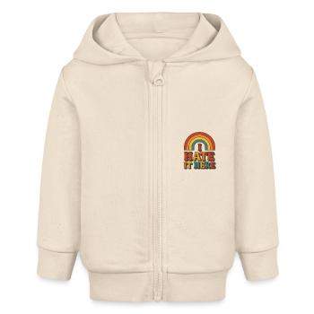 Je le déteste ici Arc-en-ciel - Veste à capuche bébé bio Stanley/Stella - écru doux - Devant