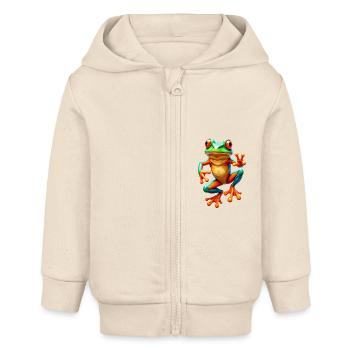 Ästhetischer Frosch Frösche für einen Frosch - Baby Organic Kapuzenjacke Baby Connector von Stanley/Stella - Natur - Vorne