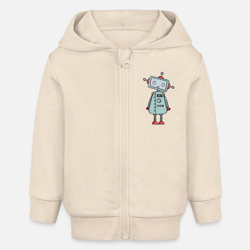 Robot super doux - Veste à capuche bébé bio Stanley/Stella - écru doux