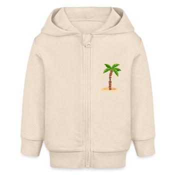 Happiness with palm tree - Smile on your face - Baby Organic Zip-up Hoodie by Stanley/Stella - soft Ecru - Front