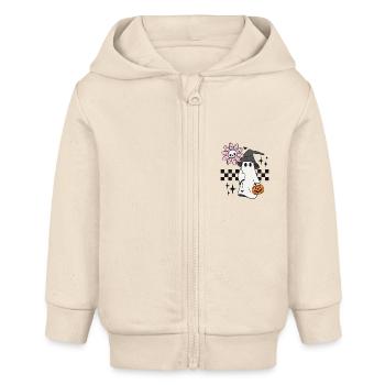 Halloween Ghost Pumpkin Trick or Treat - Baby Organic Zip-up Hoodie by Stanley/Stella - soft Ecru - Front