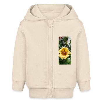 Schöne gelbe Blume - Baby Organic Kapuzenjacke Baby Connector von Stanley/Stella - Natur - Vorne