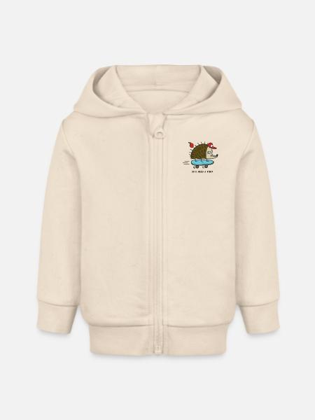 Skater Igel by Cheslo - Baby Organic Kapuzenjacke Baby Connector von Stanley/Stella - Natur