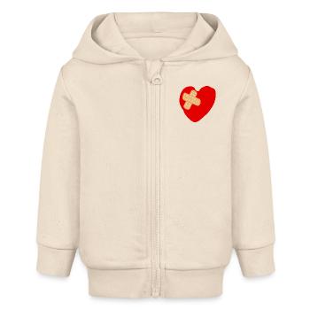 cœur - Veste à capuche bébé bio Stanley/Stella - écru doux - Devant