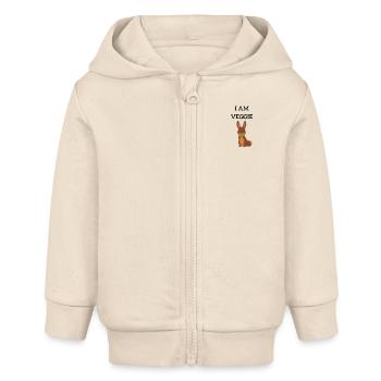 I am Veggie - Baby Organic Zip-up Hoodie by Stanley/Stella - soft Ecru - Front