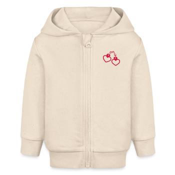Coeur de menottes - Veste à capuche bébé bio Stanley/Stella - écru doux - Devant