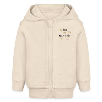 Mein erstes Weihnachten! - Baby Organic Kapuzenjacke Baby Connector von Stanley/Stella - Natur - Vorne