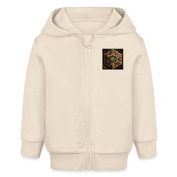 Geometric Pattern - Baby Organic Zip-up Hoodie by Stanley/Stella - soft Ecru - Front