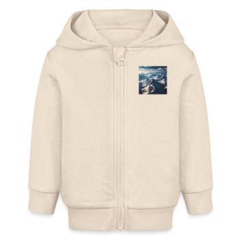 Paysage de montagne au-dessus des nuages - Veste à capuche bébé bio Stanley/Stella - écru doux - Devant