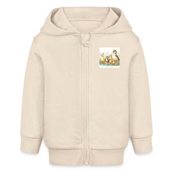 Entenfamilie am Teich - Baby Organic Kapuzenjacke Baby Connector von Stanley/Stella - Natur - Vorne