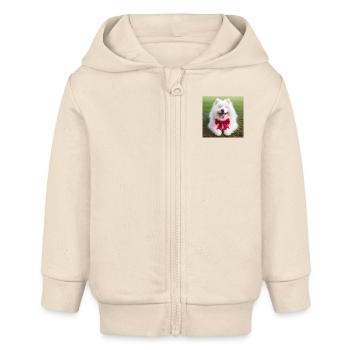 Samojede Welpe - Baby Organic Kapuzenjacke Baby Connector von Stanley/Stella - Natur - Vorne