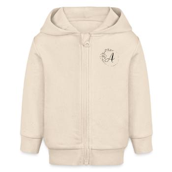 Un monogramme floral, Line Art, personnalisable - Veste à capuche bébé bio Stanley/Stella - écru doux - Devant