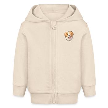 Hovawart Dog Breed Watercolor Cartoon Kawaii Clipa - Baby Organic Zip-up Hoodie by Stanley/Stella - soft Ecru - Front