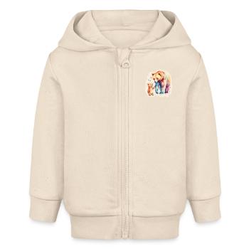 Eltern Kind Bär - Baby Organic Kapuzenjacke Baby Connector von Stanley/Stella - Natur - Vorne