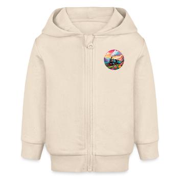 Nostalgische qualmende Dampflokomotive - Baby Organic Kapuzenjacke Baby Connector von Stanley/Stella - Natur - Vorne