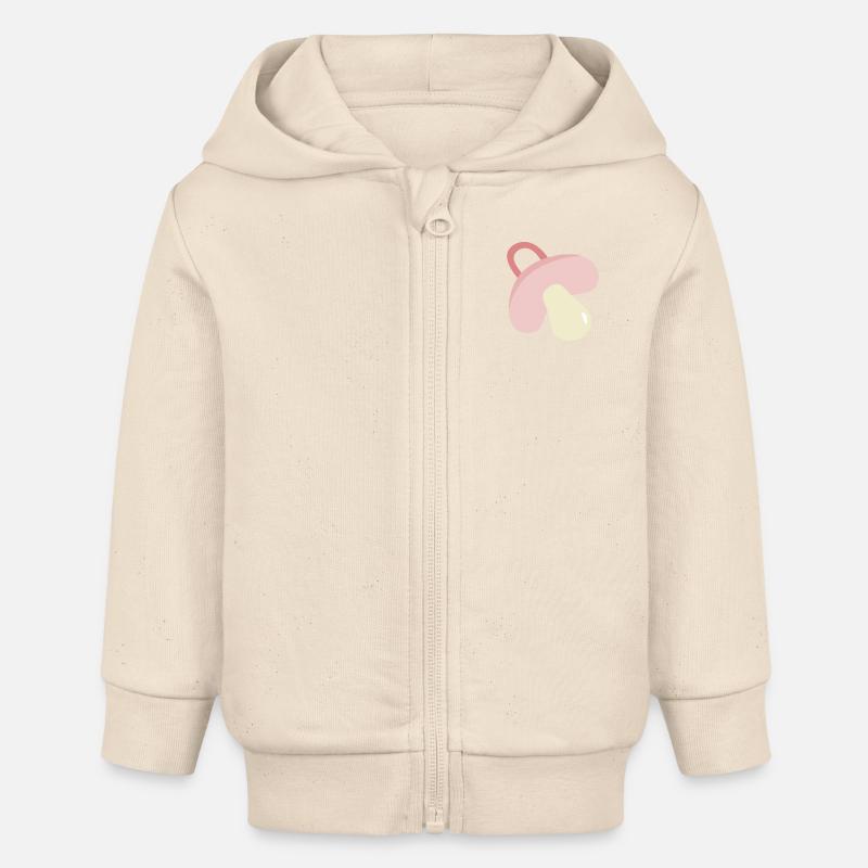 Sucette Rose - Veste à capuche bébé bio Stanley/Stella - écru doux
