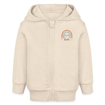 Beate! Rainbow, customizable - Baby Organic Zip-up Hoodie by Stanley/Stella - soft Ecru - Front
