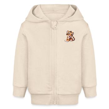 Cute tiger puppy for animal lovers - Baby Organic Zip-up Hoodie by Stanley/Stella - soft Ecru - Front