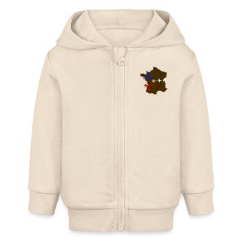 Patrouille de France en vol au dessus de la France - Veste à capuche bébé bio Stanley/Stella - écru doux - Devant