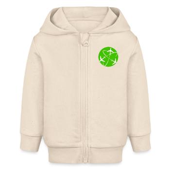 Avions voyage dans le monde - Veste à capuche bébé bio Stanley/Stella - écru doux - Devant