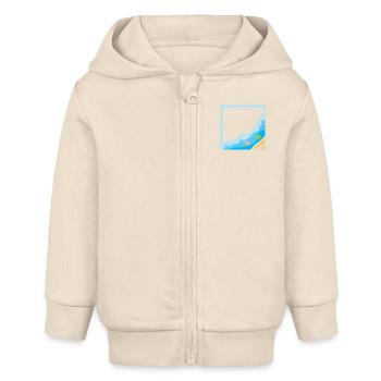 Summer beach with a person swimming - Baby Organic Zip-up Hoodie by Stanley/Stella - soft Ecru - Front