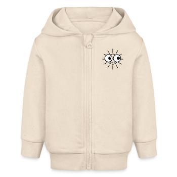 Sonne mit großen Augen sorgt für ein Lächeln - Baby Organic Kapuzenjacke Baby Connector von Stanley/Stella - Natur - Vorne