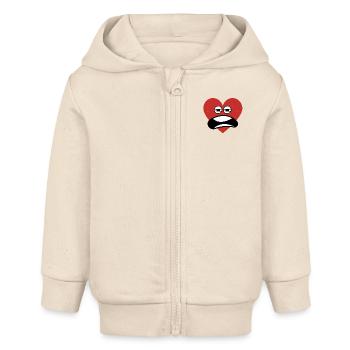 Un coeur rouge blasé - Veste à capuche bébé bio Stanley/Stella - écru doux - Devant