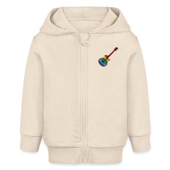 Regenbogen Gitarre Rock'n'Roll Design - Baby Organic Kapuzenjacke Baby Connector von Stanley/Stella - Natur - Vorne