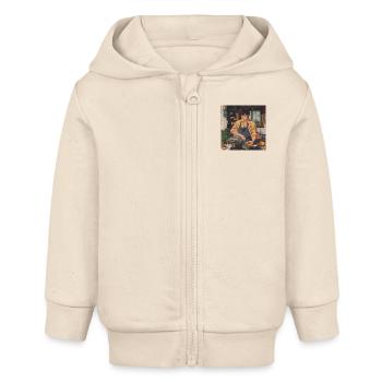 80er Jahre Anime Typ beruhigender hochwertiger Modedruck - Baby Organic Kapuzenjacke Baby Connector von Stanley/Stella - Natur - Vorne