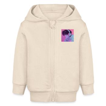 80er Jahre Anime Typ beruhigender hochwertiger Modedruck - Baby Organic Kapuzenjacke Baby Connector von Stanley/Stella - Natur - Vorne