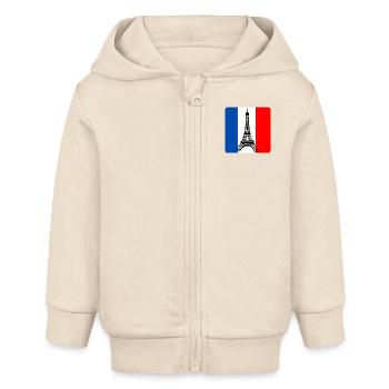 Tour Eiffel Paris France drapeau français - Veste à capuche bébé bio Stanley/Stella - écru doux - Devant